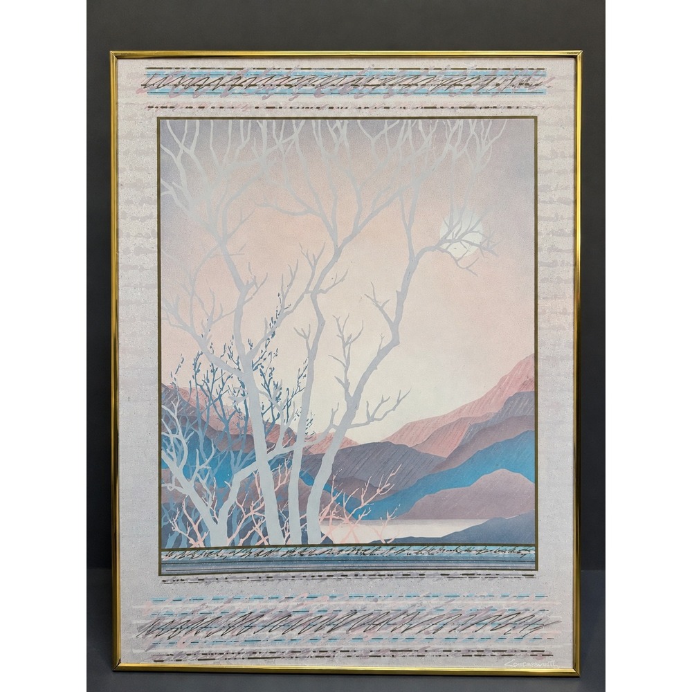 Vintage 1987 Justin Coopersmith Framed Landscape‎ Print Art 28x22 Pastel